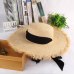 GEMVIE Handmade Weave Raffia Straw Hat For Women Wide Brim Floppy Sun Hat Summer Hats Lady Beach Cap With Chin Strap Fashionable