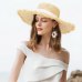 GEMVIE Handmade Weave Raffia Straw Hat For Women Wide Brim Floppy Sun Hat Summer Hats Lady Beach Cap With Chin Strap Fashionable