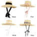 GEMVIE Handmade Weave Raffia Straw Hat For Women Wide Brim Floppy Sun Hat Summer Hats Lady Beach Cap With Chin Strap Fashionable