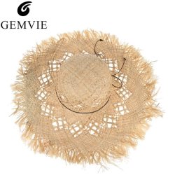 GEMVIE New Fashion Wide Brim Large Fields Straw Hats For Women Hollow Out Ladies Beach Sun Hats Fluff Floppy Summer Caps Boater