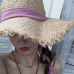 Handmade Weave 100%Raffia Sun Hats For Women Black Ribbon Lace Up Large Brim Straw Hat Outdoor Beach Summer Caps Chapeu Feminino