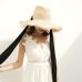 Handmade Weave 100%Raffia Sun Hats For Women Black Ribbon Lace Up Large Brim Straw Hat Outdoor Beach Summer Caps Chapeu Feminino