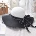 Hot Sale Fashion Hepburn Wind Black White Striped Bowknot Summer Sun Hat Beautiful Women Straw Beach Hat Large Brimmed Hat