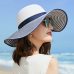 Hot Sale Fashion Hepburn Wind Black White Striped Bowknot Summer Sun Hat Beautiful Women Straw Beach Hat Large Brimmed Hat