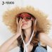 JIYOUOU Lace strap straw hat bow wide grass female summer cap beach visor outdoor holiday beach sun protection hat Collapsible