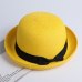 Lady Boater sun caps Ribbon Round Flat Top Straw Fedora Panama Hat summer hats for women straw hat snapback gorras sun hats