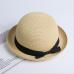 Lady Boater sun caps Ribbon Round Flat Top Straw Fedora Panama Hat summer hats for women straw hat snapback gorras sun hats