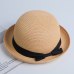 Lady Boater sun caps Ribbon Round Flat Top Straw Fedora Panama Hat summer hats for women straw hat snapback gorras sun hats