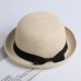 Lady Boater sun caps Ribbon Round Flat Top Straw Fedora Panama Hat summer hats for women straw hat snapback gorras sun hats