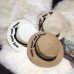 Lady embroidery sun caps boater hat Women's bow Summer Ribbon Round Bow Flat Top Wide Brim Straw Hat Women Fedora Panama Hat