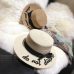 Lady embroidery sun caps boater hat Women's bow Summer Ribbon Round Bow Flat Top Wide Brim Straw Hat Women Fedora Panama Hat