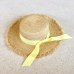 Luna&Dolphin Women Summer Beach Raffia Black White Ribbon Hat Bow Raffia Hat Temperament Flat Straw Hats Women's Sea Beach Hat