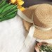 Luna&Dolphin Women Summer Beach Raffia Black White Ribbon Hat Bow Raffia Hat Temperament Flat Straw Hats Women's Sea Beach Hat