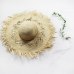 Natural Large Wide Brim Raffia Straw Hats Woven Circle Fringe Beach Cap Summer Hollow Out Big Straw Hat