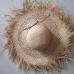 Natural Large Wide Brim Raffia Straw Hats Woven Circle Fringe Beach Cap Summer Hollow Out Big Straw Hat