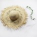 Natural Large Wide Brim Raffia Straw Hats Woven Circle Fringe Beach Cap Summer Hollow Out Big Straw Hat