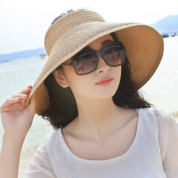 Spring Summer straw hat Visors Cap Foldable Wide Large Brim Sun Hat Beach Hats for Women Straw Hat Wholesale Chapeau