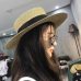 Spring and summer new retro gold braided flat head straw hat lady wide eaves sunscreen sun hat  summer hat cap