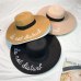 Summer Womens Wide Brim do not diaturb Sun Hat Embroidery Straw Cap Floppy Foldable Roll up Cap Beach Sun Hat