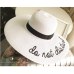 Summer Womens Wide Brim do not diaturb Sun Hat Embroidery Straw Cap Floppy Foldable Roll up Cap Beach Sun Hat