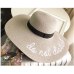 Summer Womens Wide Brim do not diaturb Sun Hat Embroidery Straw Cap Floppy Foldable Roll up Cap Beach Sun Hat