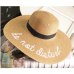 Summer Womens Wide Brim do not diaturb Sun Hat Embroidery Straw Cap Floppy Foldable Roll up Cap Beach Sun Hat