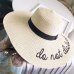 Summer Womens Wide Brim do not diaturb Sun Hat Embroidery Straw Cap Floppy Foldable Roll up Cap Beach Sun Hat