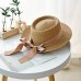 Ymsaid New Summer Sun Hats Women Fashion Girl Straw Hat  Ribbon Bow Beach Hat Casual Straw Flat Top Panama Hat Bone Feminino