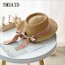 Ymsaid New Summer Sun Hats Women Fashion Girl Straw Hat  Ribbon Bow Beach Hat Casual Straw Flat Top Panama Hat Bone Feminino