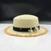 lovely Flat top straw hat Summer Spring women's trip caps leisure pearl beach sun hats black breathable fashion flower girl hat