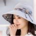 summer women's Super Big Brim sun hat fashion hat printing hat UV protection Wind Rope Fixed Beach Hat Foldable