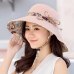 summer women's Super Big Brim sun hat fashion hat printing hat UV protection Wind Rope Fixed Beach Hat Foldable