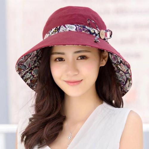 summer women's Super Big Brim sun hat fashion hat printing hat UV protection Wind Rope Fixed Beach Hat Foldable