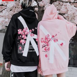 2019 Winter modis Cherry Blossom Print Hoodie Streetwear Hip Hop oversize Women Men Unisex Cotton  Sweatshirts Retro Hoody