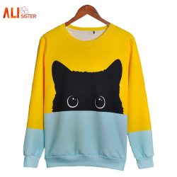 Alisister Cute Cat Hoodies 3d Sweatshirt Women Men Kawaii Black Cat Hoody Animal Autumn Winter Pullovers Funny Dropship