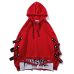 Aolamegs Hoodies Men Fake 2 Pieces Ribbons Hooded High Street Pullover Sweatshirt Men Fashion Hip Hop Streetwear Hoodie Autumn