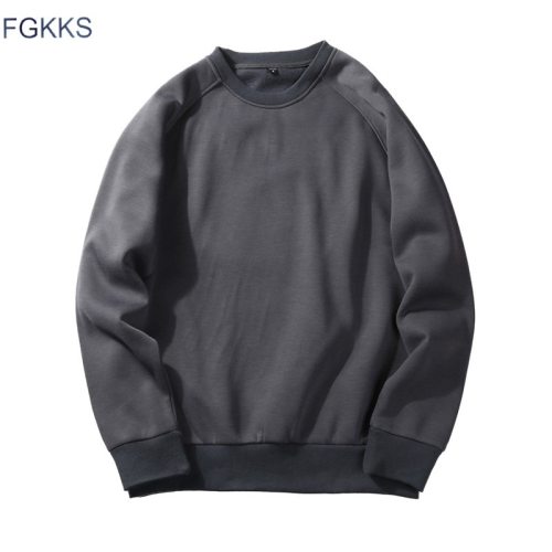 FGKKS Brand Men Casual Hoodies Sweatshirt  New Spring Solid Color Fleece Polyester Pullover Coat Warm Hoodies Male EU size