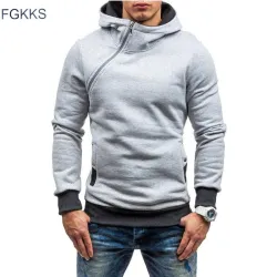FGKKS Men Hoodie Sweatshirt Spring Brand Solid Color Fleece Tracksuit Sudaderas Hombre Hip Hop Male Hooded Sportswear EU Size
