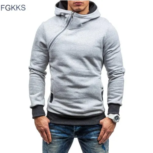 FGKKS Men Hoodie Sweatshirt Spring Brand Solid Color Fleece Tracksuit Sudaderas Hombre Hip Hop Male Hooded Sportswear EU Size