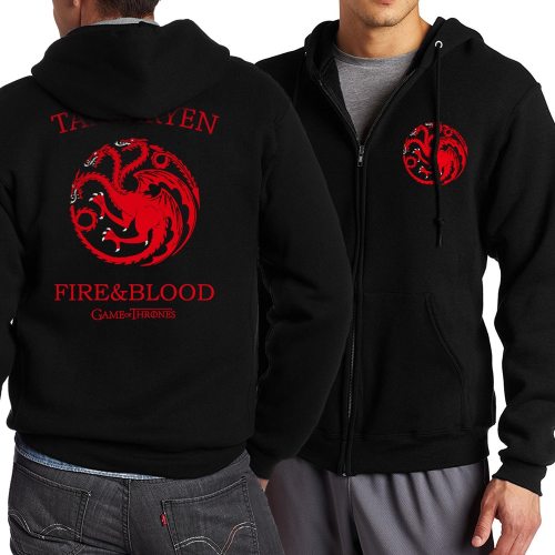 Game of Thrones Zipper Dragon Wolf Cool Printing Zipper Hoodies Hoodie Man Fleece Warm Spring Autumn Tracksuit Casual Sportswear