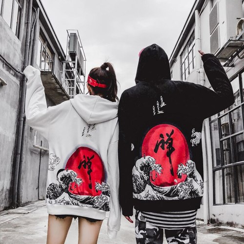 Japanese Street Harajuku Hoodies Dhyana Kanji Oversize Swag Tyga Hoodie Autumn Hoodies US Size S-XL