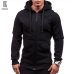 Manoswe Pocket Solid Hooded Cardigan for Men Zipper Spring Black Hoodies Coat Men Casual Long Sleeve Sweatshirts Male Jackets