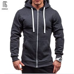 Manoswe Pocket Solid Hooded Cardigan for Men Zipper Spring Black Hoodies Coat Men Casual Long Sleeve Sweatshirts Male Jackets