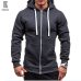 Manoswe Pocket Solid Hooded Cardigan for Men Zipper Spring Black Hoodies Coat Men Casual Long Sleeve Sweatshirts Male Jackets