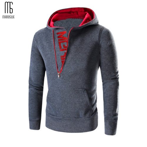 Manoswe Zipper Hooded Pullover for Men Long Sleeve Solid Sweatshirts Coat Casual Hoodies Male Slim Oversized Clothes 4XL