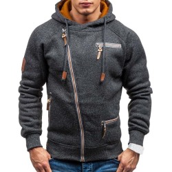 New Hoodie Men 2019 Spring Casual Solid Long Sleeve Mens Hoodies Sweatshirts Slim Zipper Hoody Sweatshirt Men Hooded Streetwear