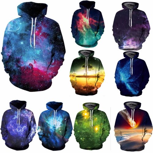 Space Galaxy 3d Sweatshirts Men/Women Hoodies With Hat Print Stars Nebula Spring Autumn Winter Loose Thin Hooded Hoody Tops