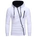 Sportswear men Solid casual High quality Cotton Slim Hoodies fashion men  Drawstring Oblique zipper Cardigan Hooded Sweatshirt