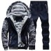 Winter Inner Fleece Hoodies Men 2018 Casual Hooded Warm Sweatshirts Male Thicken Tracksuit 2PC Jacket+Pant Men Moleton Masculino