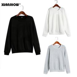 XUANSHOW Casual Unisex Sold Color Clothes Fleece Long Sleeve Man Woman Pullover Bluzy Moletom Feminino Inverno S-5XL